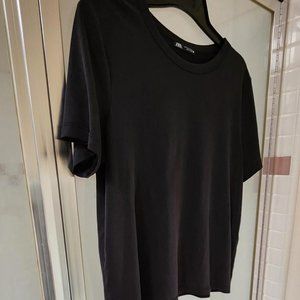 Zara Black Cropped Short Sleeve Top Size L